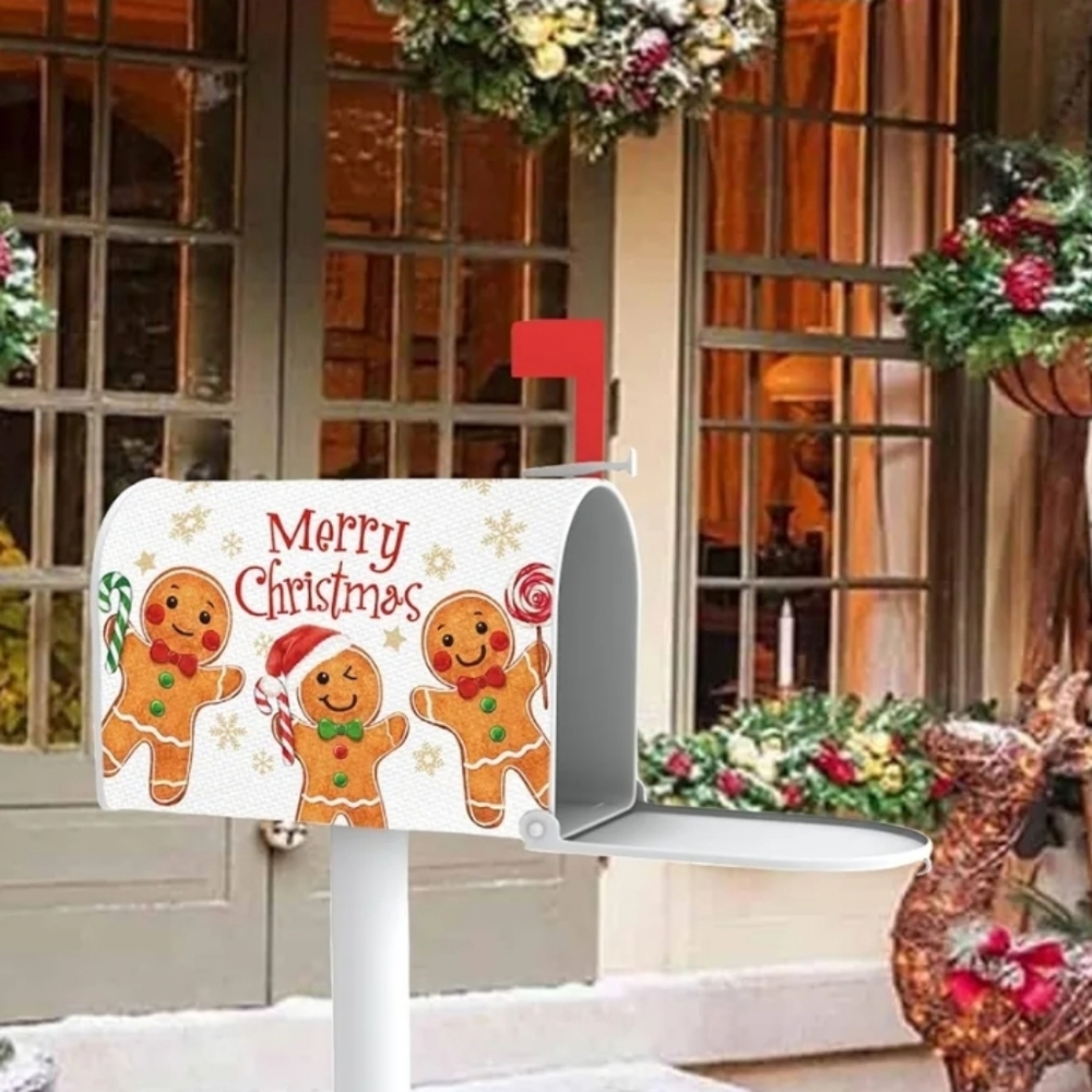 Nwt Festive Gingerbread Christmas Mailbox Cover